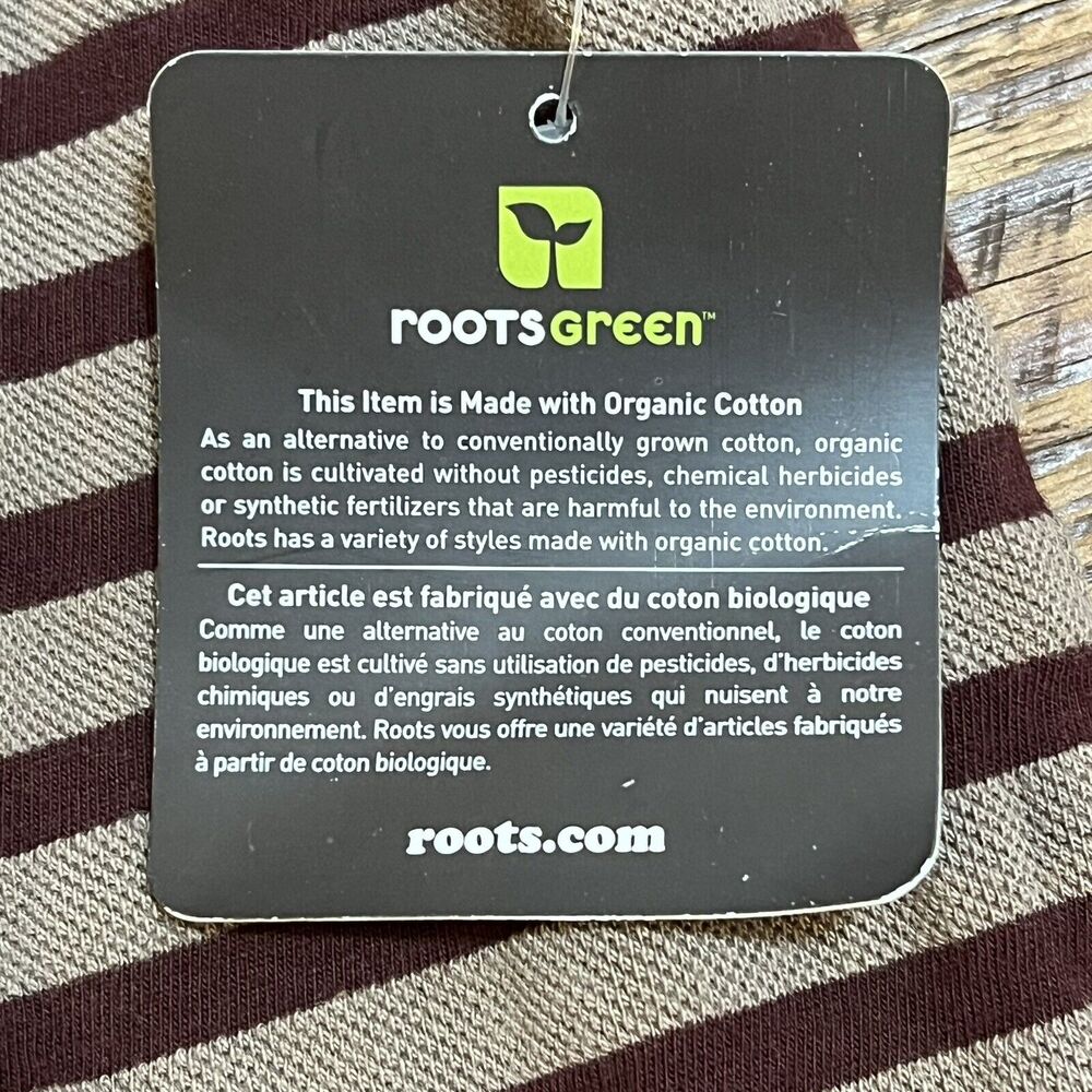 NEW Roots Pique Polo Shirt Slim Fit Burgundy Taupe Striped Beaver Logo Medium - Picture 10 of 12